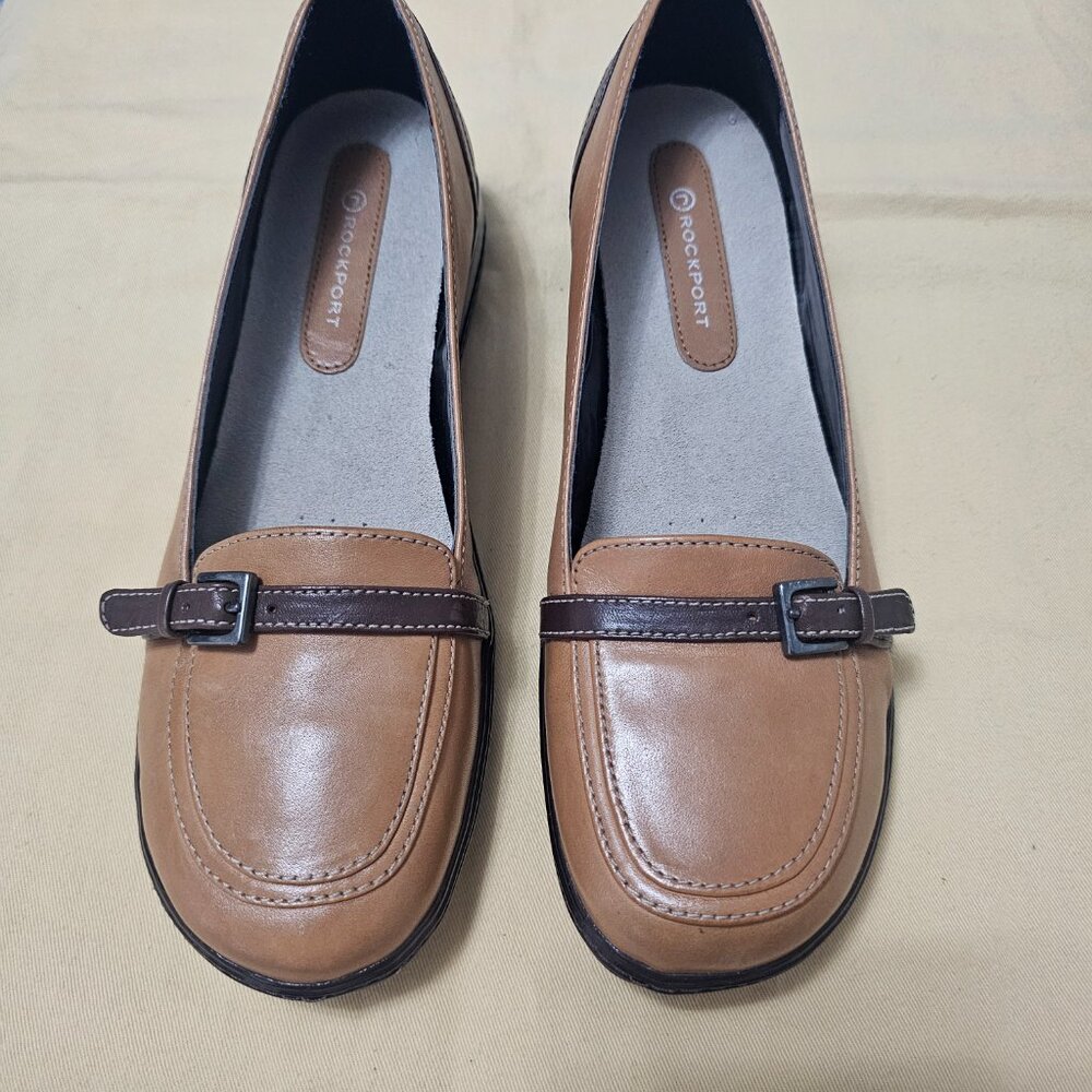 NWOT Rockport Women's Tan Brown Leather Buckle Loafers Slip On Shoes Size 6 - Picture 4 of 6